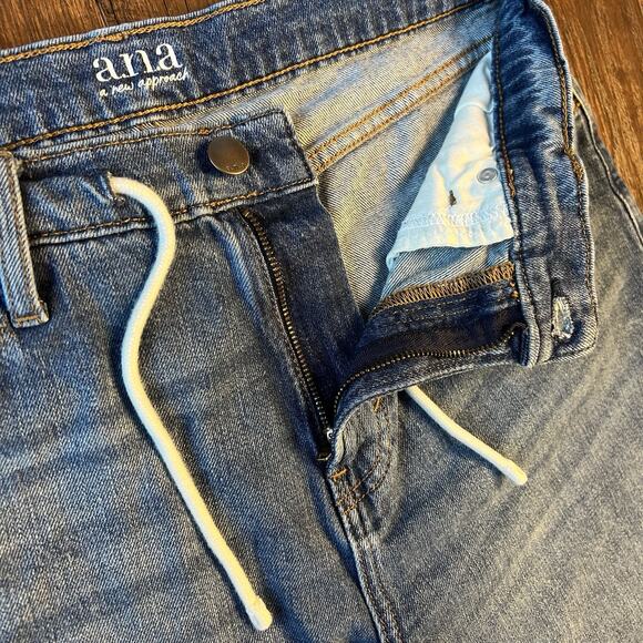 a.n.a A New Approach Low Rise Super Wide Leg Stretch Blue Denim Jeans Size 8 - Picture 3 of 8